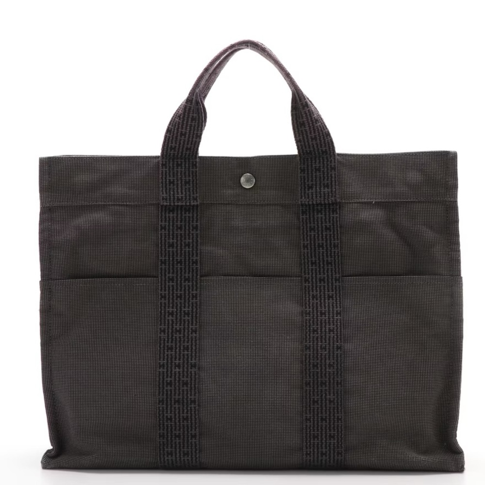 Hermès Herline MM Grey Canvas Tote Bag